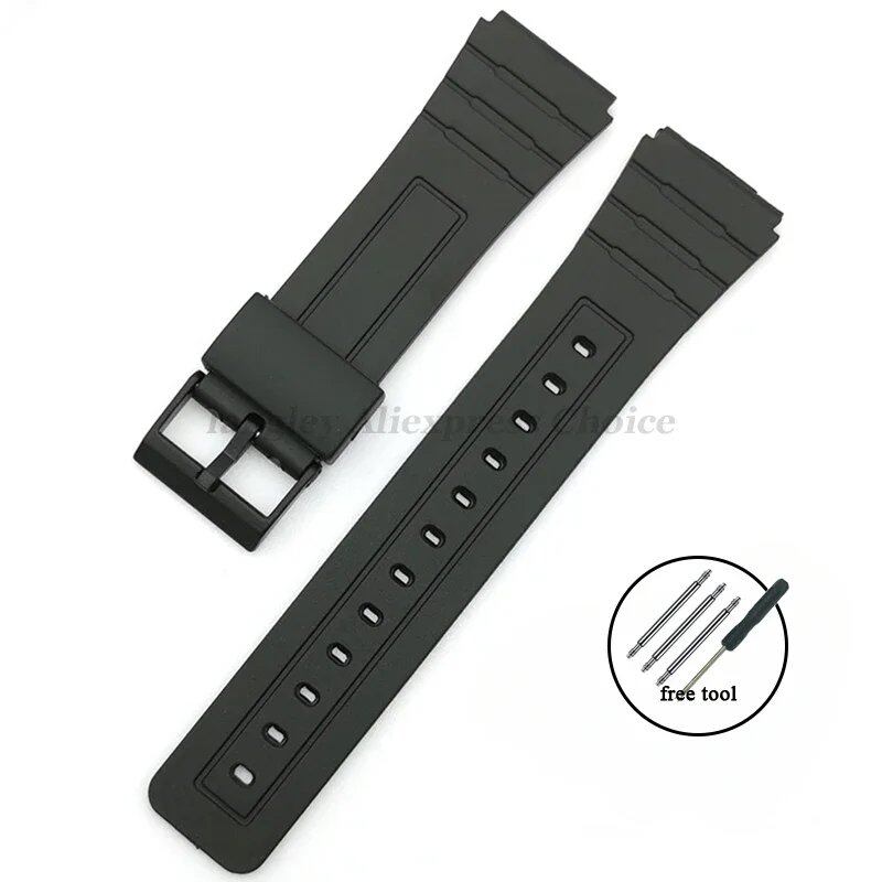 Silicone Bracelet Watch Strap for Casio, Compatible with 12/14/16/18/20/22mm Watches (W800H, SGW400, F91W, F84, F105/108, A158/168, AE1200/1300), Resin Strap, Band Color: mm, Parallel Import