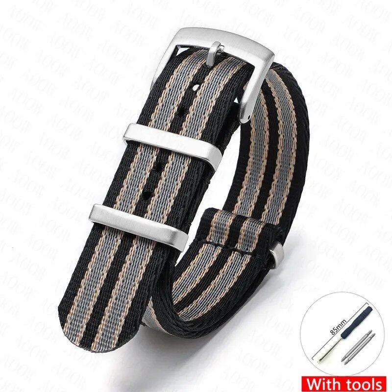 Nylon Strap for Omega Moonwatch, Speedmaster, and Seamaster 300 - Seiko 18mm, 20mm, 22mm, and 24mm Men's Sports Canvas Watch Bracelet, Band Color: mm, Parallel Import