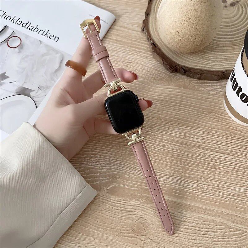 Genuine Apple Watch Leather Strap, Compatible with iWatch Series 8/7/6/SE/5/4/3, 44mm, 41mm, 45mm, 38-42-40mm, Ultra, and 49mm Bands. Parallel Import.