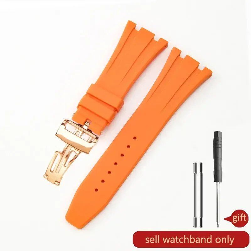 Seiko Waterproof Rubber Silicone Watch Strap for AP Royal Oak 15400/26331/15500, Orange, Green, and Blue, 27mm Watch Band, Size: 26mm; Band Color: Parallel Import