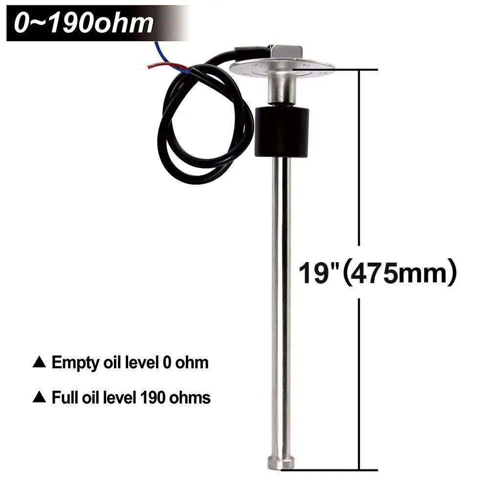 0-190 Ohm Stainless Steel Fuel Level Sensor/Water Level Sensor, A5, for Cars, Boats, and Water Tanks, Color: mm Sensor, Parallel Import