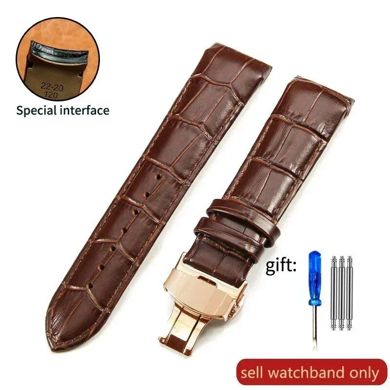 Genuine Cowhide Calfskin Watch Band with Butterfly Buckle for Tissot T035, 22mm, 23mm, 24mm, Black Band, Parallel Import