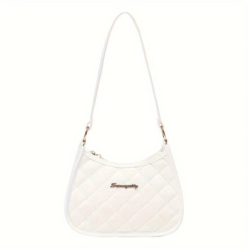 #242 Lombus Quilted Underarm Bag, Women's Hobo Bag, Cute and Fashionable, Small Single Shoulder Bag with Zipper, Casual Shoulder Bag (21), Parallel Import