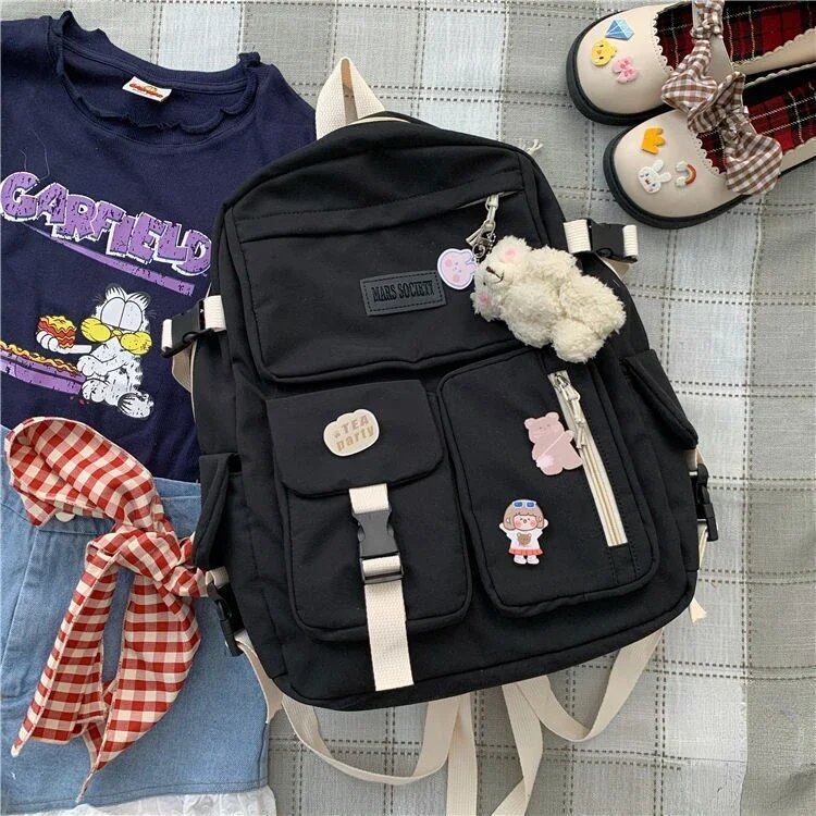 女子用 学生リュックサック 韓国風 ハラジュク スクールバッグ かわいい 通学カバン 新作 サイズ:バッジ4個付き;色 並行輸入品