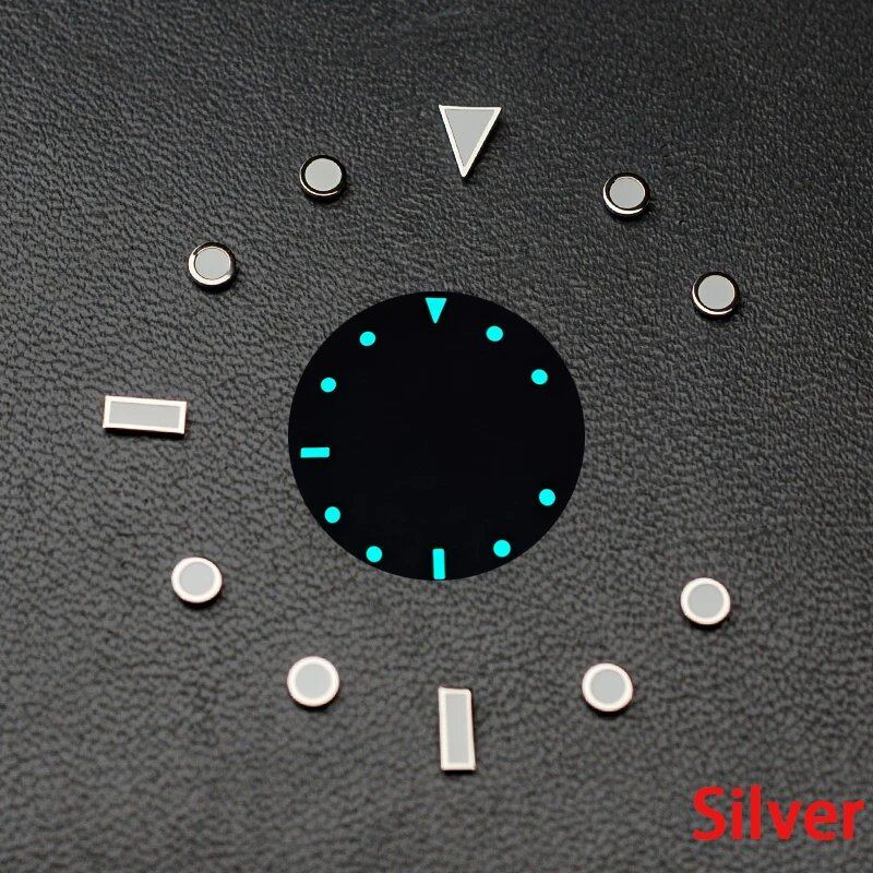 Blue-Green Luminous Dial with Hour Index Markers for RLX Sub GMT Men's Watches, Aftermarket Replacement Part, Parallel Import