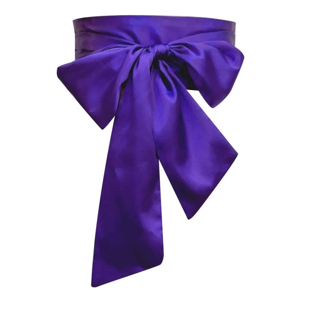 Wide Satin Silk Bow Corset Waist Belt, DIY Ribbon Decorative Waist Cover for Women, Bridal Garter, Parallel Import