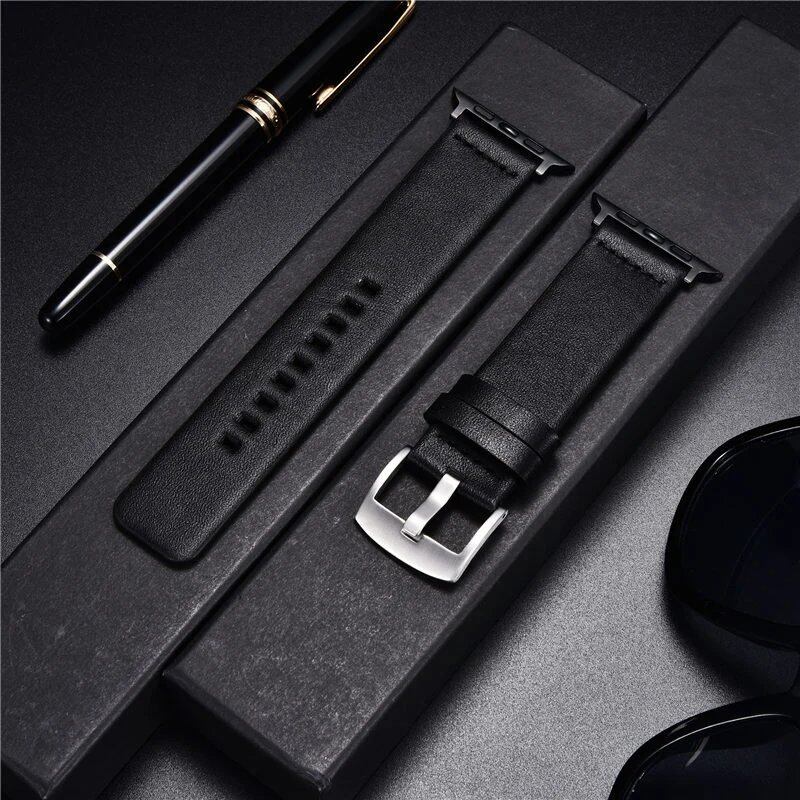 Simple Genuine Leather Strap for Apple Watch Series 8/7/6/SE/5/4/3, 38/40/41mm, 42/44/45mm, Band Color: mm, Parallel Import