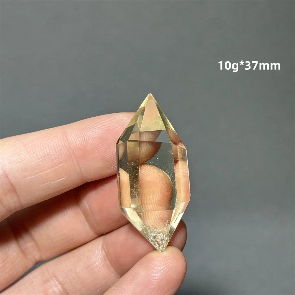 Natural Clear Citrine Double Tip Energy Bar, Reiki Healing Crystal Point, Garden Home Decor, Meditation, Spiritual Color, Parallel Import