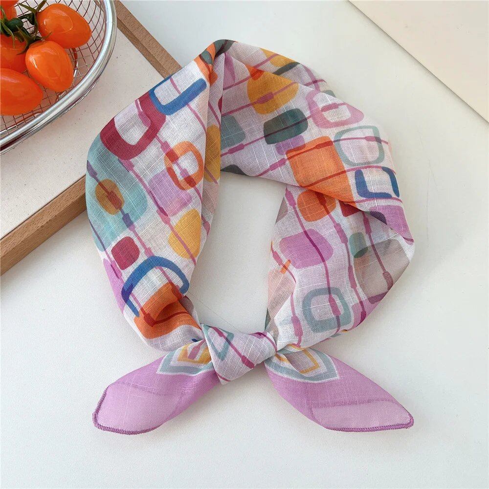 Women's Fashion Bandana Cotton Headscarf Small Hijab Floral Print Handkerchief Hair Scarf Headband Neck Scarf Size: One Size Fits Most; Parallel Import