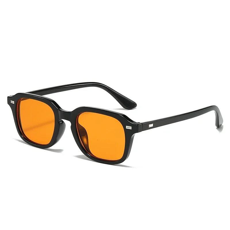 JNPCXI Square Candy Color Sunglasses for Women and Men, Retro Rivet Design, Orange Sunglasses with UV400 Protection, Frame Color: As Shown; Lens Color: Parallel Import