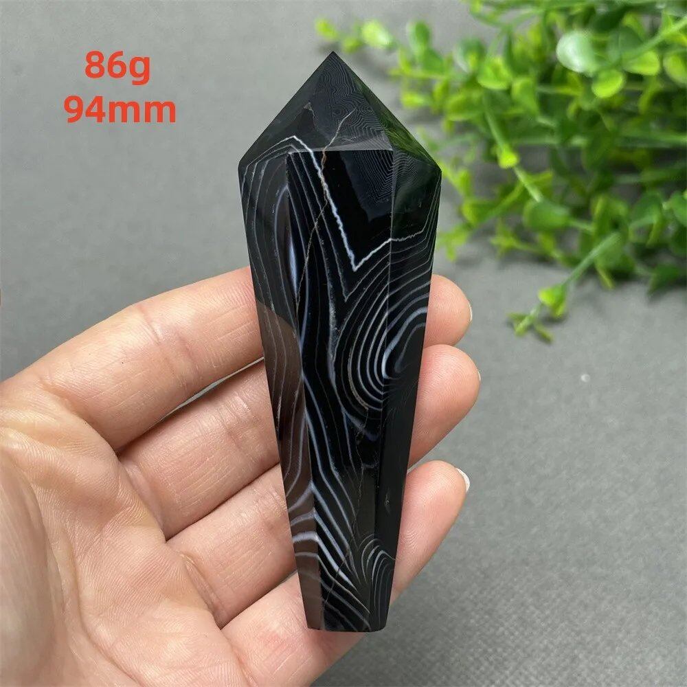 天然ブラックオニキスチップ セプター 超パワー レイキエネルギー チャクラ スピリチュアルヒーリング ウィザード ウィッチクラフト 瞑想 ホームデコレーション ギフト カラー: 並行輸入品