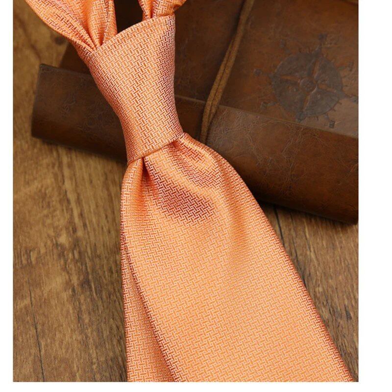 8cm Wide Premium Solid White & Brown Men's Tie, Woven Polyester with Black Ribbon, Perfect for Business, Weddings, and Parties, Cravat, Parallel Import