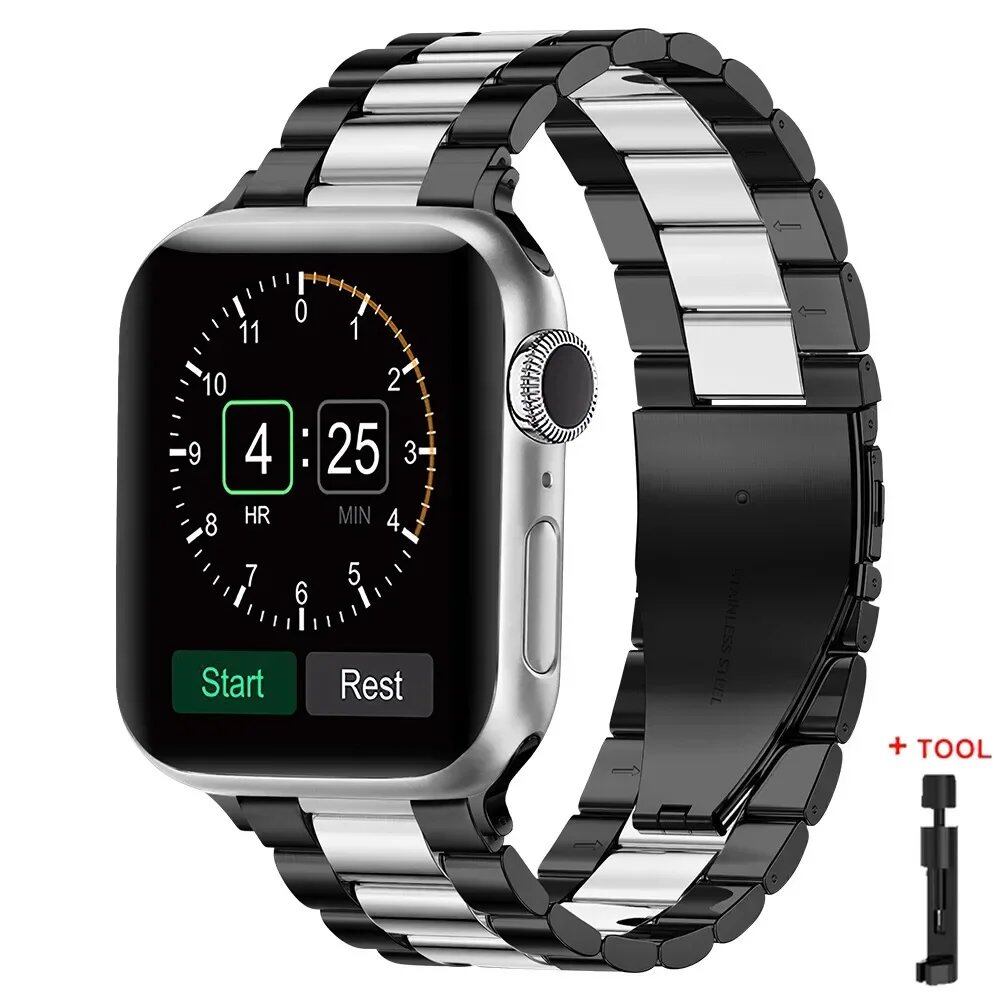 Stainless Steel Metal Band for Apple Watch Ultra 2 (49mm), S10 (46mm), 42mm, 45mm, 41mm, and 44mm - Compatible with iWatch Series 10, 9, 8, 7, SE, 6, 5, 4, and 3. Band Color: Imported