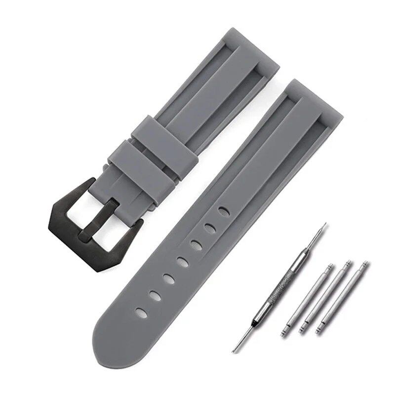 Silicone watch band compatible with Panerai, 20mm, 22mm, 24mm, 26mm, sports replacement strap, compatible with Omega, men's and women's rubber bracelet, band color: mm, parallel import