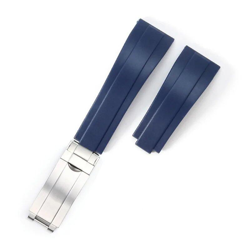 20mm Curved Soft Silicone Watch Band for Rolex Oysterflex - Men's and Women's Sport Bracelet with Folding Buckle, Band Color: 20mm; Band Width: 20mm - No Logo, Parallel Import