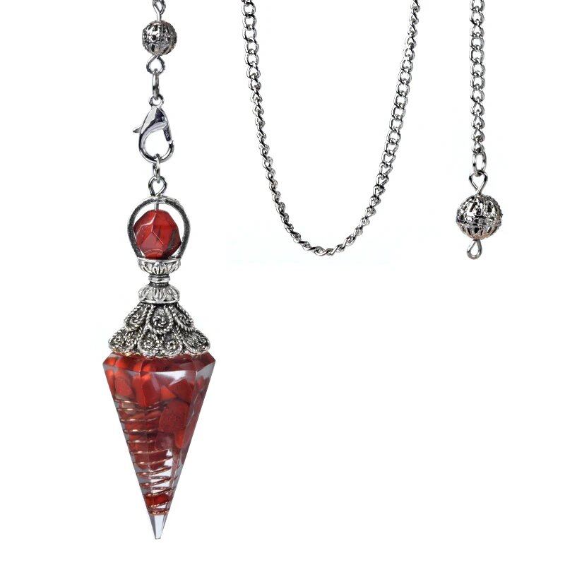 1 Orgone Pendulum for Energy Healing, Chakra Divination, with Tip, Natural Crystal Stone Chip Bead Pendant, Yoga, Meditation Pendant; Product Diameter: 18 x 60mm, Parallel Import