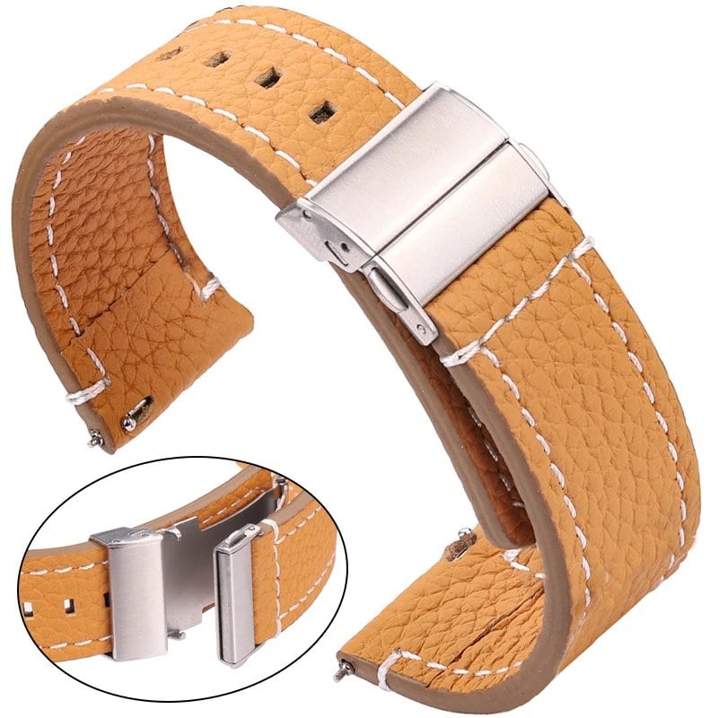 Genuine Leather Watch Band, Soft Strap, Universal Bracelet for Men and Women, Quick Release, 18mm, 20mm, 22mm, 24mm, Parallel Import, Band Color: Black