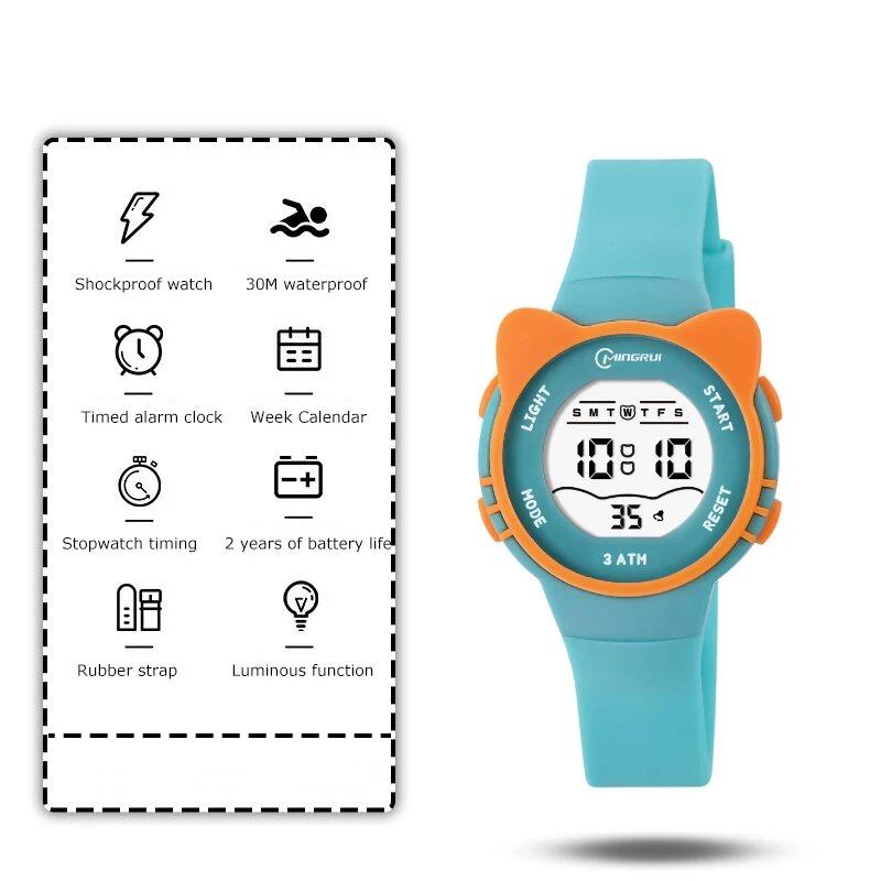 UTHAI C16 Children's Waterproof Alarm Clock Electronic Wristwatch with Cute Cat and Star Design for Junior and Junior High School Boys and Girls (Imported)