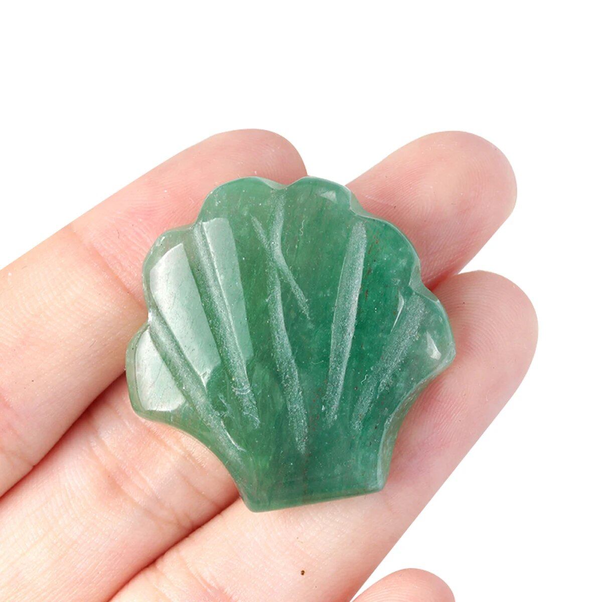 1 Natural Crystal, Sparkling Semi-Precious Shell-Shaped Figurine, Spiritual Healing, Power Stone, Room Decoration, Ornament, Gift, Size: 30mm x 30mm; Parallel Import