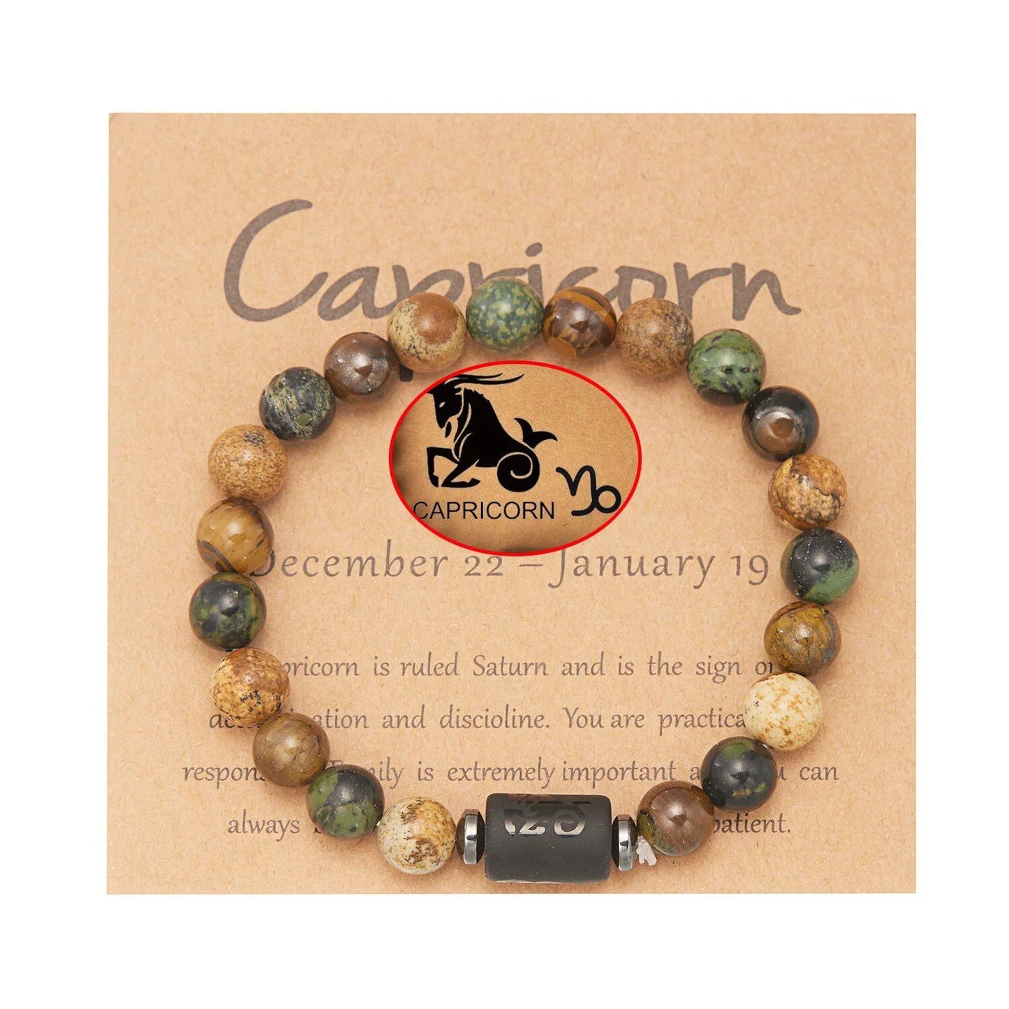 Natural Tiger Eye Beads 12 Zodiac Sign Bracelet for Men and Women, featuring Aries, Taurus, and Virgo. Metal Color: BR23Y0501 - Parallel Import