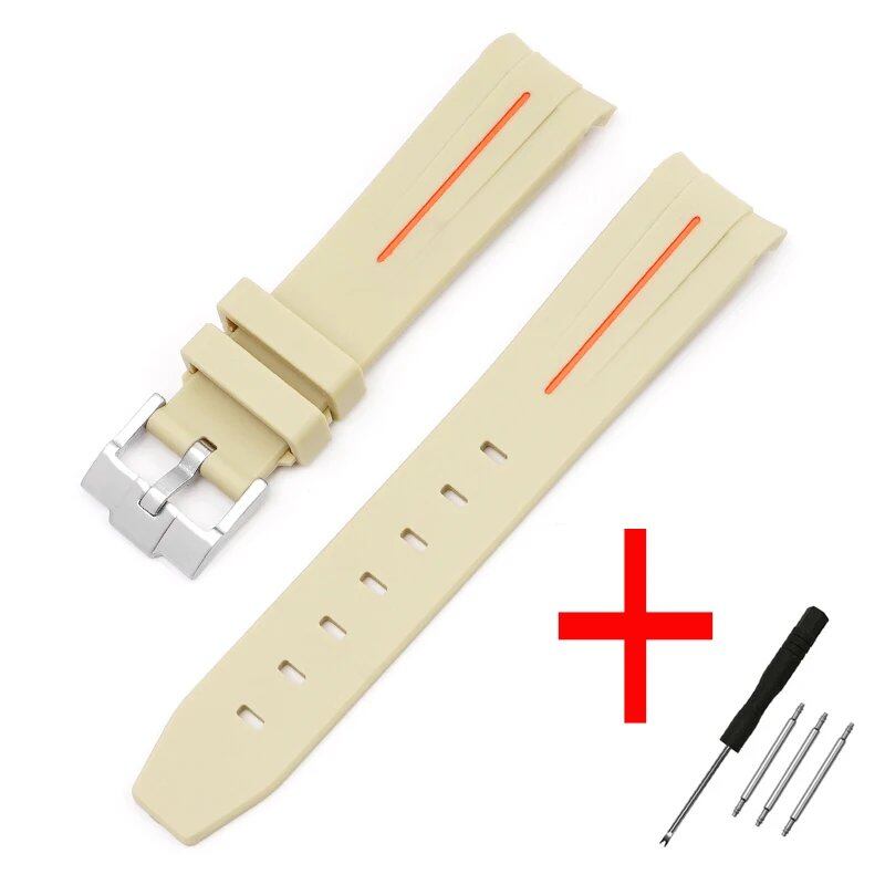 New 20mm Bent End Rubber Watch Strap for Omega Moonwatch, Joint Constellation, Men's Waterproof Sports Watch Band, Band Color: 20mm; Band Width: 20mm, Parallel Import