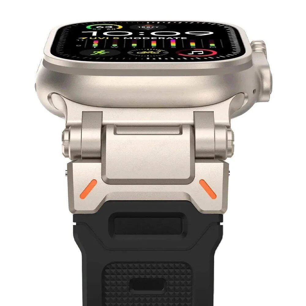TPU Sport Strap for Apple Watch - Compatible with 10 (46mm), 9 (45mm), and Ultra 2 (49mm). Titanium-colored silicone band for iWatch 8/7/SE/6/5/4 (44mm/42mm). Band Color: mm; Ships from: Parallel Import.