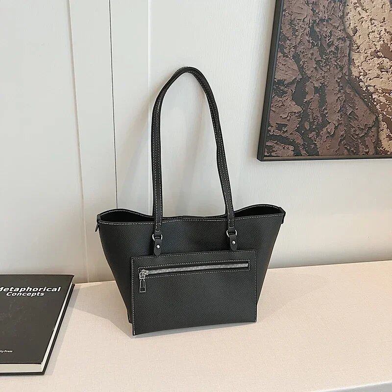2セット レディース トートバッグ PUレザー ショルダーバッグ 女性用 ファッショナブル トラベルバッグ デザイナー ラグジュアリー アンダーアームバッグ ブランド サック ボルサ サイズ:(最大長さ20cm以上30cm未満);色;発送元: 並行輸入品
