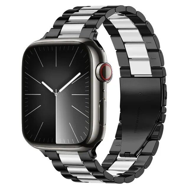 Stainless steel metal band compatible with Apple Watch 10, 9, 8, 7, 46mm, 45mm, 41mm, Ultra2, 49mm, men's and women's replacement strap, iWatch 6 strap, band color: parallel import