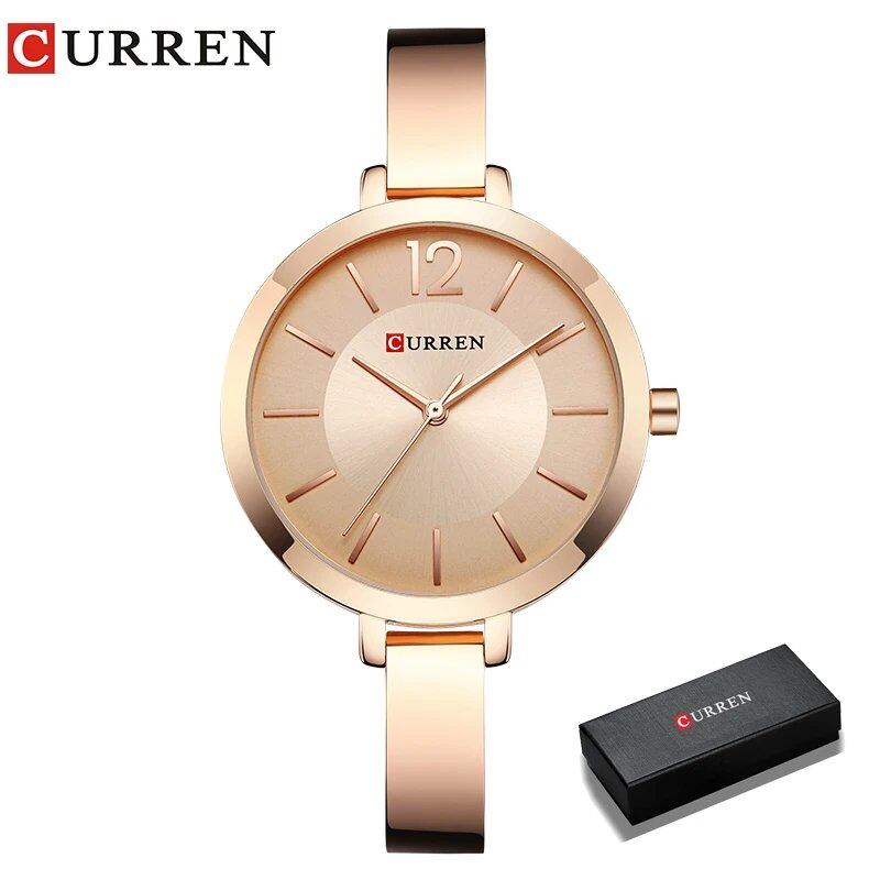 Karen Fashion Gold Women's Watch, Stainless Steel, Ultra-Thin Quartz Movement, Romantic Watch, Montre Femme, Box, Parallel Import