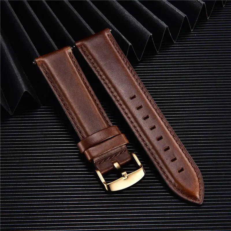 Quick Release Leather Watch Band, 18mm, 20mm, 22mm, Business Watch Strap, Black, Brown, Soft Bracelet, Watch Accessories, Band Color: mm, Parallel Import