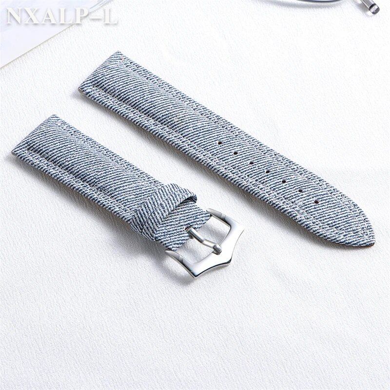 Denim, Canvas, Nylon Watch Strap, 18mm, 20mm, 22mm Leather Watch Band, Compatible with Seiko and Omega Watches, Bracelet, Smartwatch Wristband, Accessories, Band Color: mm, Parallel Import