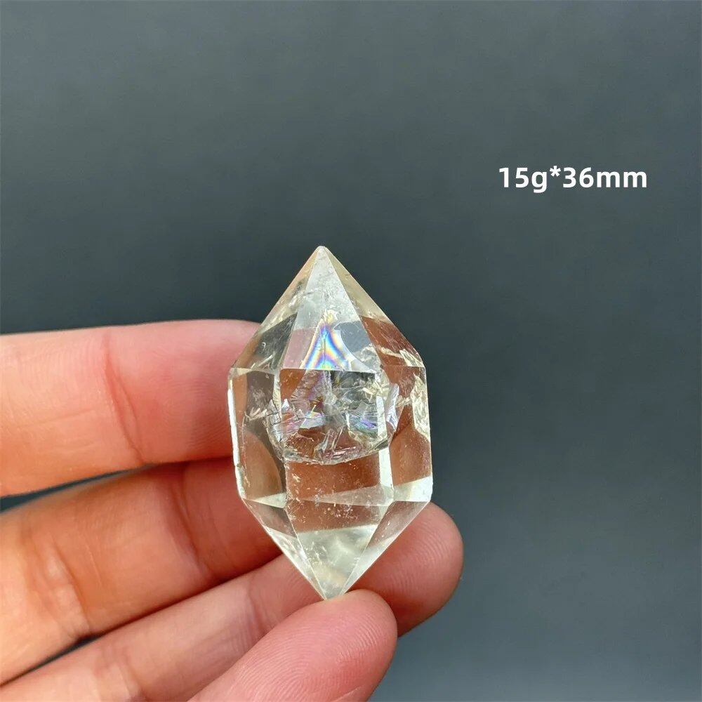 Natural Clear Citrine Double Tip Energy Bar, Reiki Healing Crystal Point, Garden Home Decor, Meditation, Spiritual Color, Parallel Import