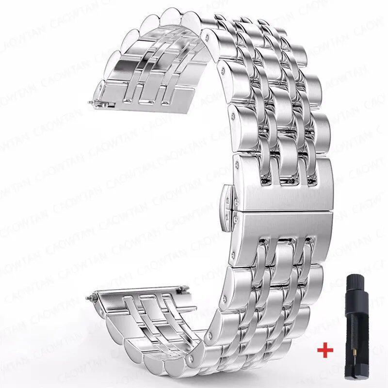 22mm and 20mm Stainless Steel Bands for Samsung Galaxy Watch 3, 4, 5 (45mm), Gear S3 (46mm and 42mm), and Active 2 (40mm and 44mm) - Compatible with Amazfit BIP 2 and GTR. Band Color: mm; Ships from: Parallel Import
