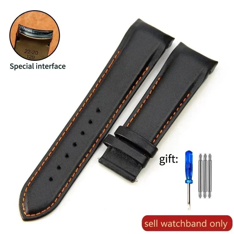 Genuine Cowhide Calfskin Watch Band with Butterfly Buckle for Tissot T035, 22mm, 23mm, 24mm, Black Band, Parallel Import