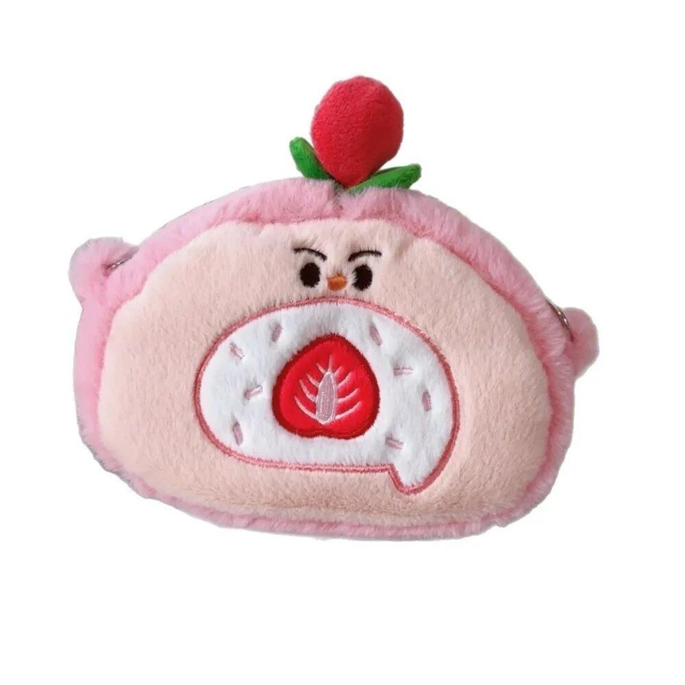 カジュアルでかわいいスイスロール型コインケース ケーキ型 大容量 ふわふわクロスボディバッグ チェーン付き ソフトなキャラクターショルダーバッグ 女の子向け 並行輸入品