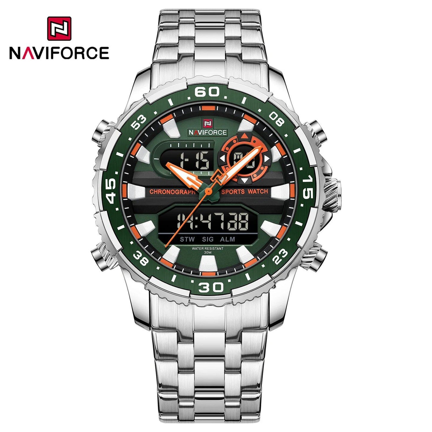 NAVIFORCE Men's Fashion Watch, Black Gold, Quartz, Sports Watch, Waterproof, Stainless Steel Strap, Model NF9234, Parallel Import