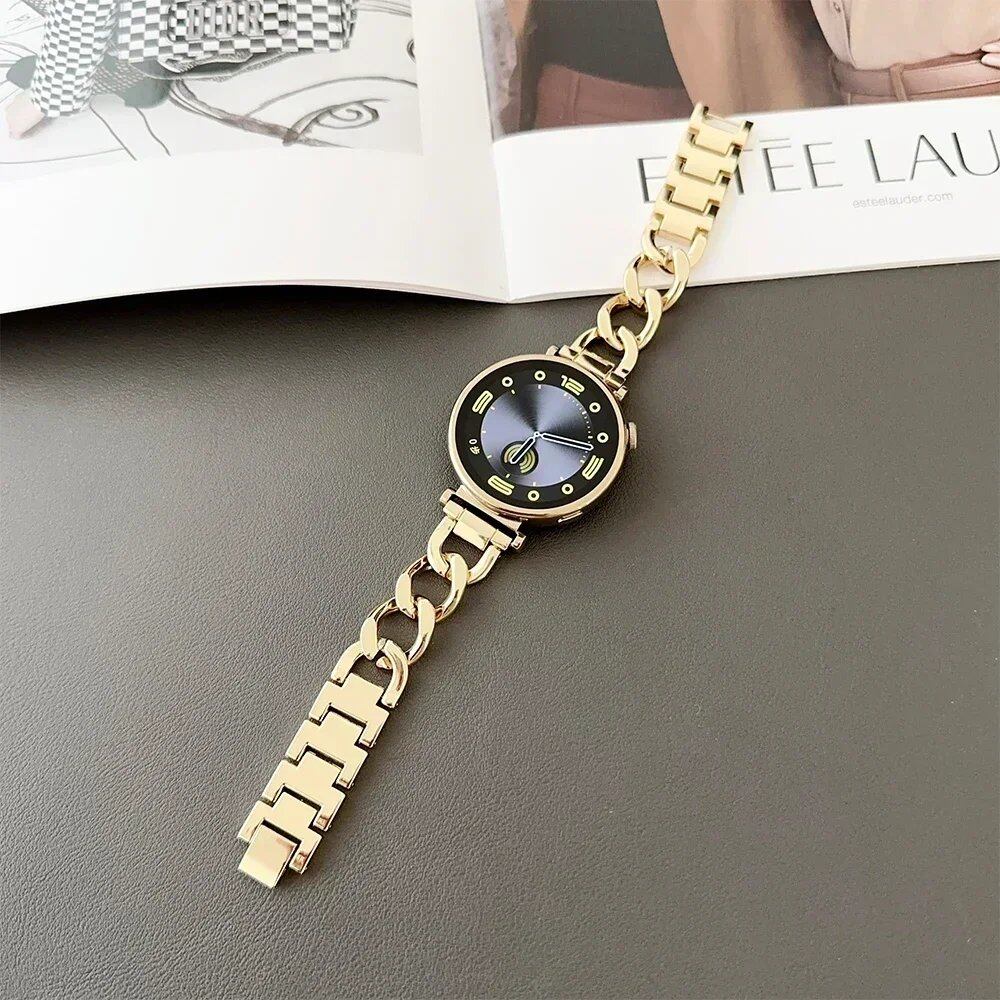 Women's Stainless Steel Strap (18mm, 20mm, 22mm) for HUAWEI GT4 41mm / GT5 Pro 42mm / Samsung Galaxy Watch 7 / 6 / 5 (40mm, 44mm) Band Color: Parallel Import