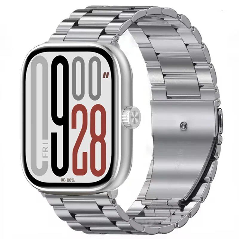 Metal Strap for Redmi Watch 5/4 - Compatible with Xiaomi Band 9 Pro / Mi Band 8 Pro, Comfortable and Breathable Replacement Wristband, Bracelet, Band Color: Black, Band Width: Parallel Import