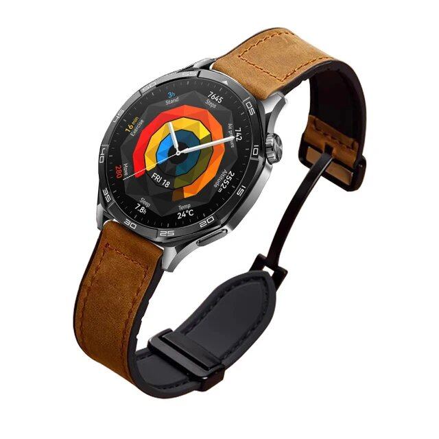 22mm Leather Silicone Band with Magnetic Buckle for Huawei Watch GT 5 Pro/GT5/GT4/GT3/GT2/Watch 4 Pro/Watch 3 Pro, Band Color: Parallel Import