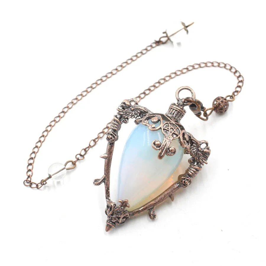 Large Natural Stone Pendant, Crystal Pendulum, Divination, Black Obsidian, Amethyst, Lapis Lazuli, Pink Quartz, Reiki, Spiritual, Pendulum, X210, Metal Color: Parallel Import
