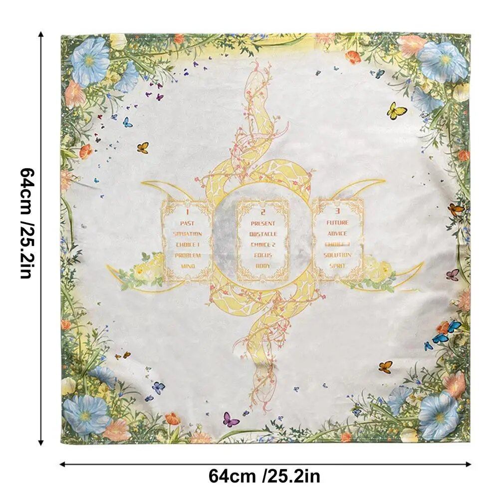 祭壇クロス タペストリー 25.2x25.2インチ ゴシック 儀式 スピリチュアル 正方形カバー 占いマット 蝶 花 蛇 カラー:1個; 並行輸入品