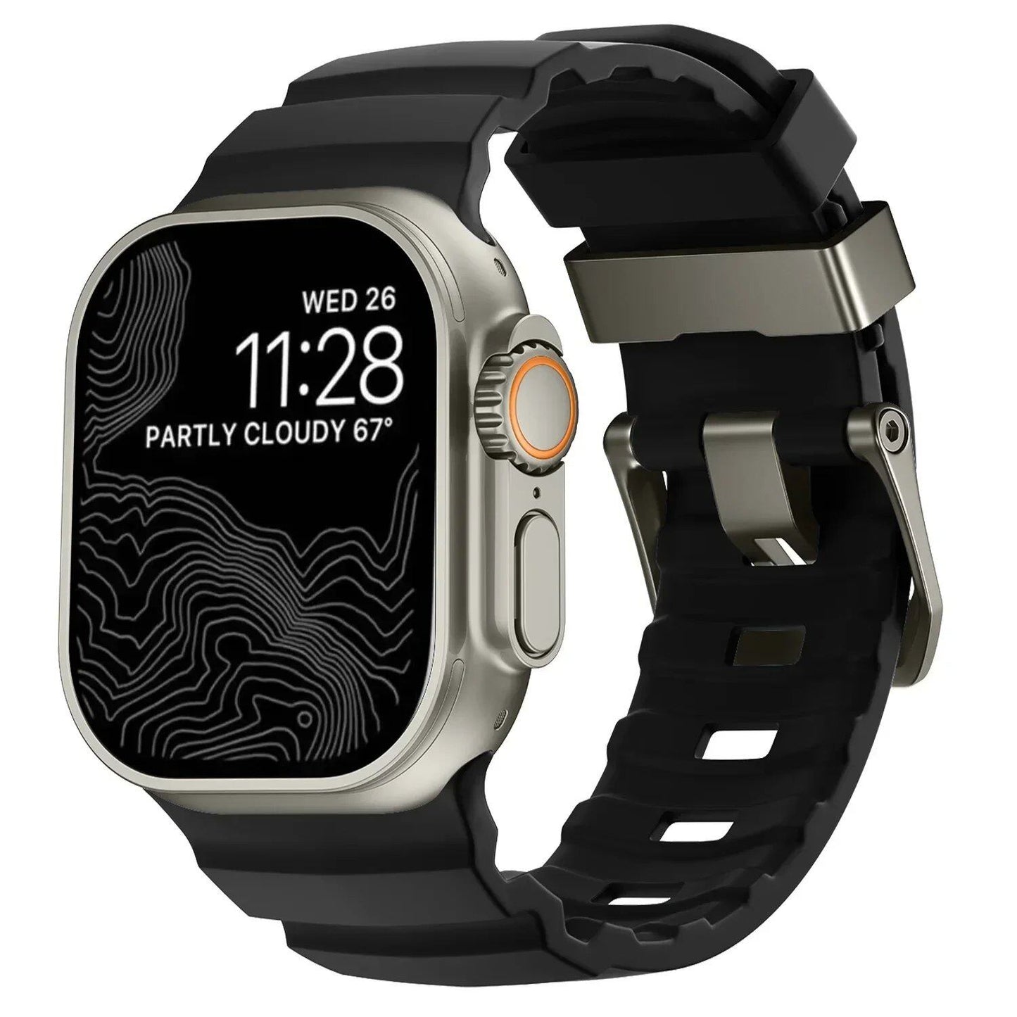 Sport Silicone Band & Titanium Metal Bracelet Strap for Apple Watch Ultra 2/10/9/8/7/6/SE/5/4 - Compatible with iWatch 42mm/44mm/45mm/46mm/49mm Band Colors: mm Parallel Import