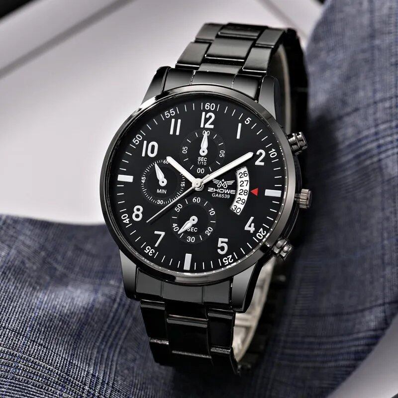 1 Men's Luxury Watch, Stylish Business Watch with Calendar Function, Stainless Steel Strap, Christmas or Valentine's Day Gift, Color: Parallel Import