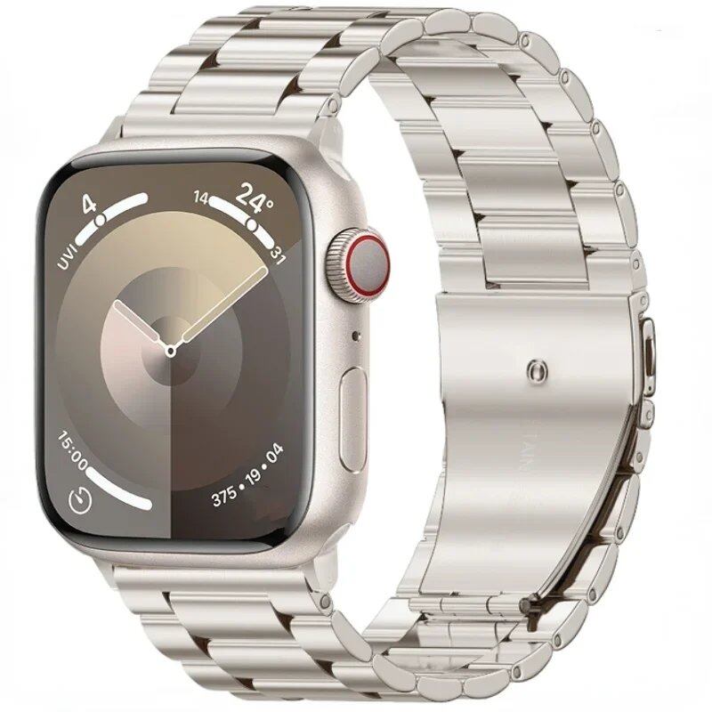 Stainless steel metal band compatible with Apple Watch 10, 9, 8, 7, 46mm, 45mm, 41mm, Ultra2, 49mm, men's and women's replacement strap, iWatch 6 strap, band color: parallel import