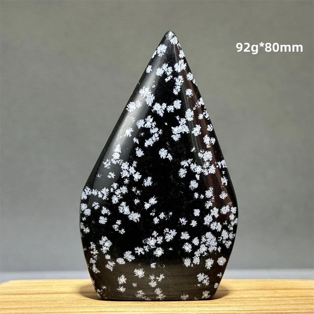 Snowflake Obsidian Freeform Ornament with Natural Quartz, Reiki, Meditation, Healing, Witchcraft, Energy Decoration, Home Gift, Color: Parallel Import