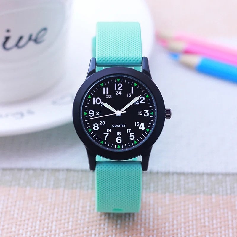 Fashionable unisex 24-hour luminous hands, high-quality silicone strap, simple quartz watch for children, men, women, and couples, parallel import