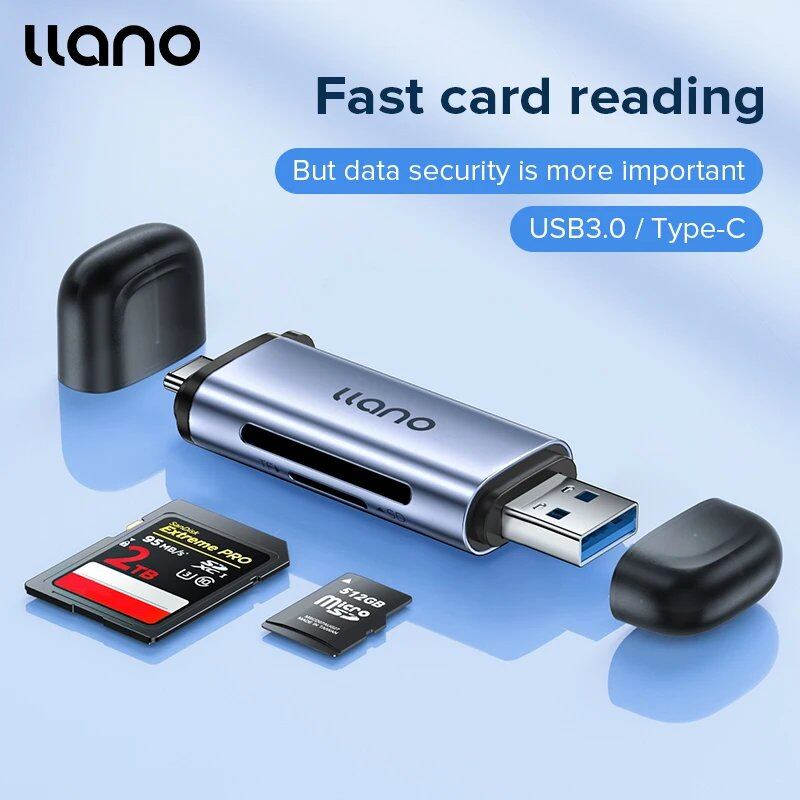 LLANO カードリーダー Type-C USB 3.0 SD TF Micro SDメモリーカード 同時読み取り対応 PC スマホ タブレット対応 色:グレー 並行輸入品