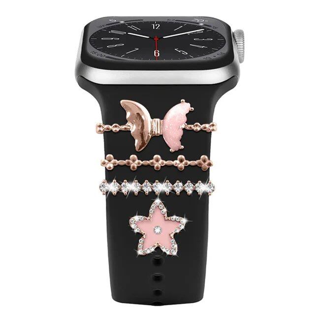 Diamond Jewelry-Embossed Band for Apple Watch Ultra 2, 9, 8, and 7, Compatible with Samsung and Huawei, 20/22mm Bracelet Strap, Band Color: ; Ships from: Parallel Import
