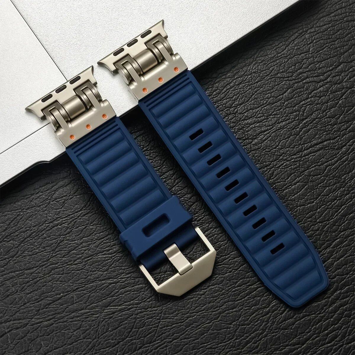 Silicone Sport Band for Apple Watch Ultra2 (49mm, 46mm, 45mm, 44mm) - Compatible with iWatch Series 10/9/8/7/6/5/4/3/2/1 and 42mm Models. Sizes: 42mm, 44mm, 45mm, 46mm, 49mm; Band Colors: Parallel Import