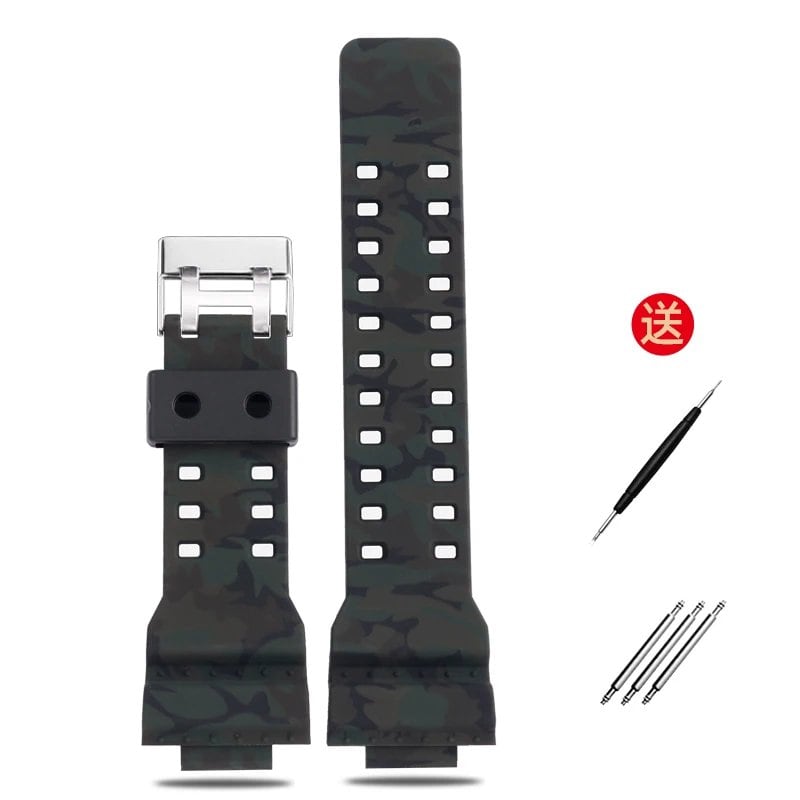 Convex Silicone Watch Strap for Casio GA-900, GA-900C, and GA-800. Waterproof Resin Silicone Sport Strap, 16mm Band Color: 16mm Band Width. Parallel Import.